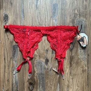 La Petite Coquette Red Lace Garter Straps